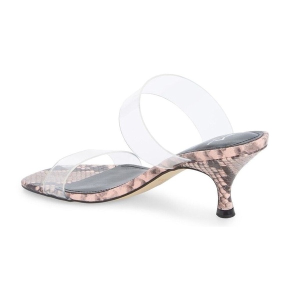 New Marc Fisher Pink Snakeskin Kitten Heel Clear Strap Open Toe Sandals 9.5M - Picture 5 of 11